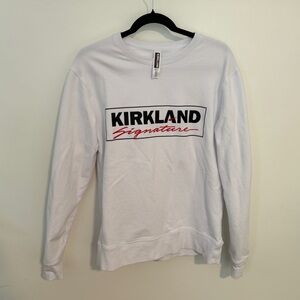 Embroidered Kirkland Signature Crewneck in White (Women’s M/Men’s S)